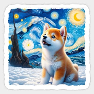 Starry Shiba Inu Dog Portrait - Pet Portrait Sticker